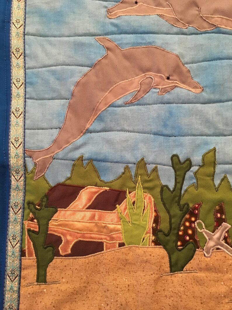 Playful Dolphins Wall Hanging by Stitch ArtByReggie Etsy