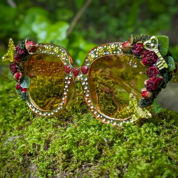 Embellished Festival Sunglasses Forest Fairy Rave Outfit Witch Shades for Her Butterfly Sunnies Outdoor Music Fashion Cosplay Costume Etsy