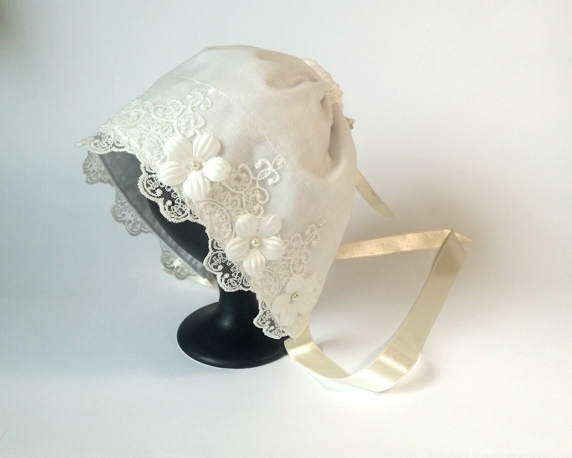 Baby Baptism Girl Hat for Christening White Cotton Etsy