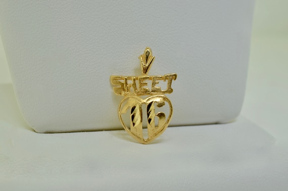 14K Yellow Gold "Sweet 16" Charm - image 1