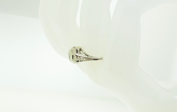 Antique 14K White Gold Ring With Diamond - image 5