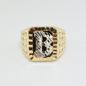 14K Yellow Gold Letter &quot;B&quot; Initial Ring