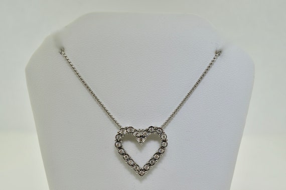 Silver Diamond Heart Necklace - image 1