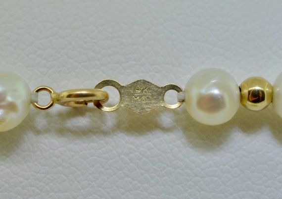 14K Yellow Gold Pearl Necklace - image 3