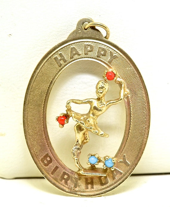 Vintage 14k Happy Birthday Ballerina Gold Charm