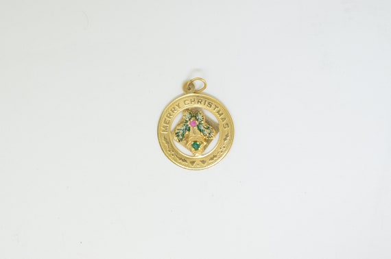 14k Gold Ruby And Emerald Pendant - image 1