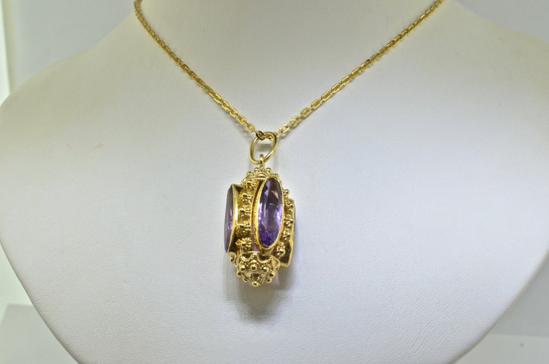 18k Gold and Amethyst Necklace 21 Inches - Etsy