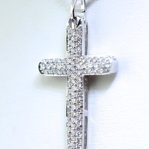 14k White Gold Round Diamond Cross with 14k White Gold Chain