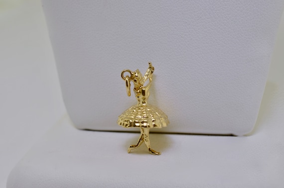 14K Yellow Gold Twirling Ballerina Dancing Girl C… - image 1