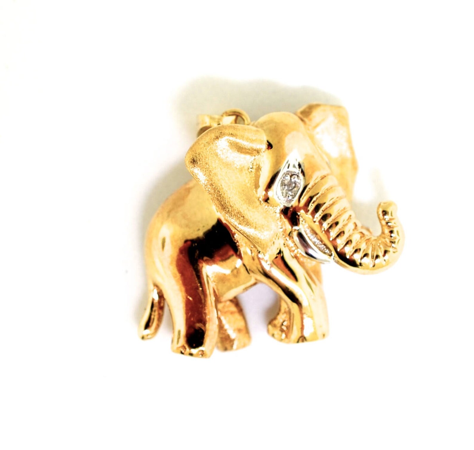 14k Gold and Diamond Elephant Charm/pendant Etsy