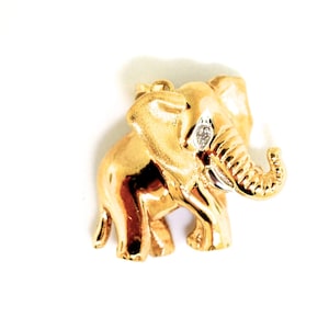 14k Gold And Diamond Elephant Charm/Pendant