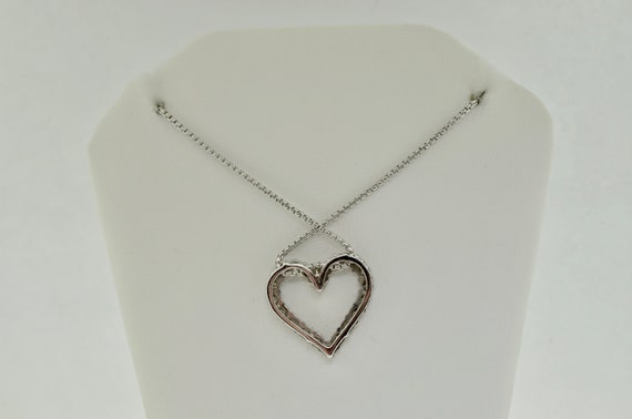 Silver Diamond Heart Necklace - image 2