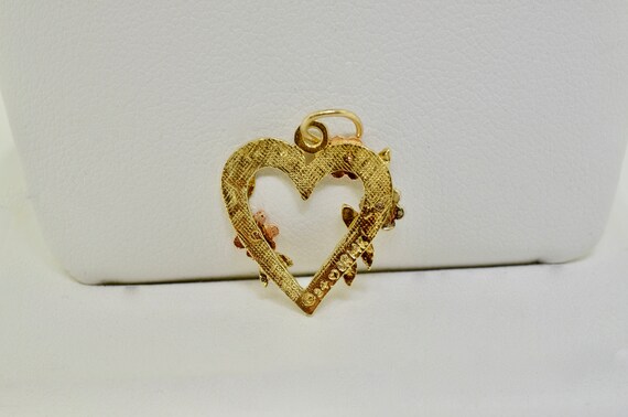 14K Yellow Gold Tri-Tone accented Heart Charm - image 2