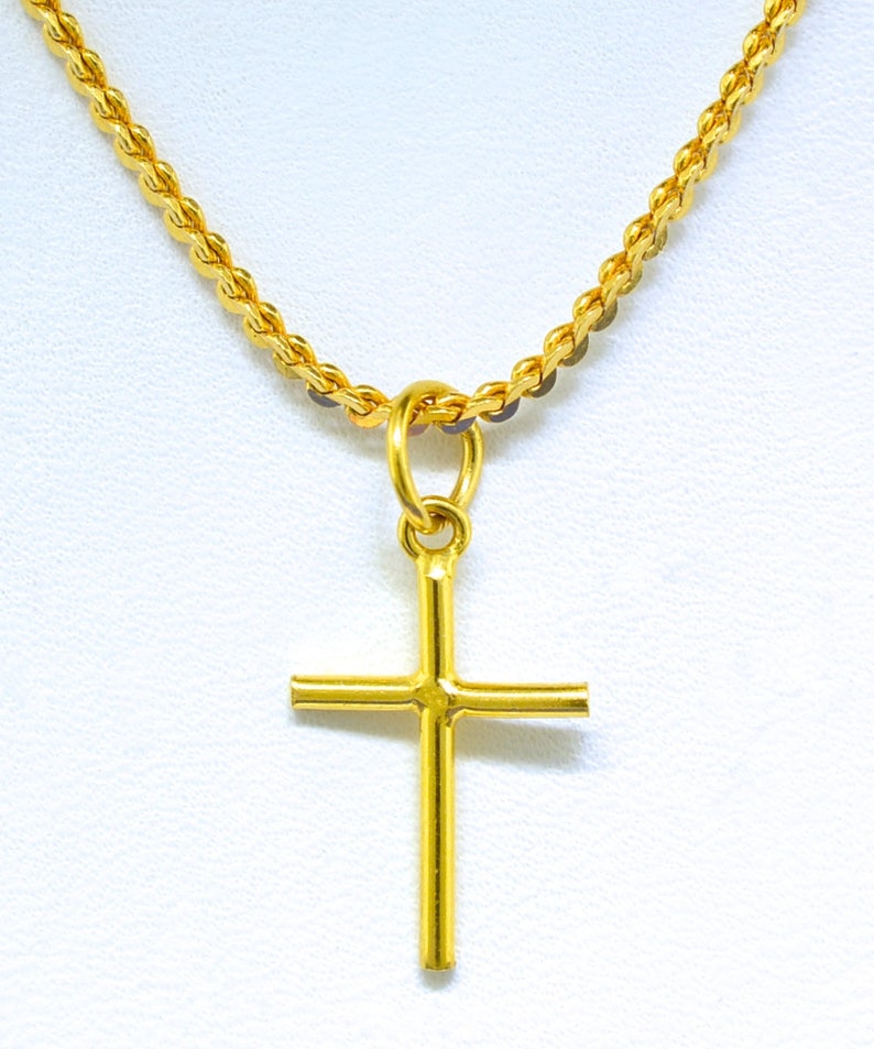 22k Yellow Gold Cross Pendant with 22k Yellow Gold Chain | Etsy