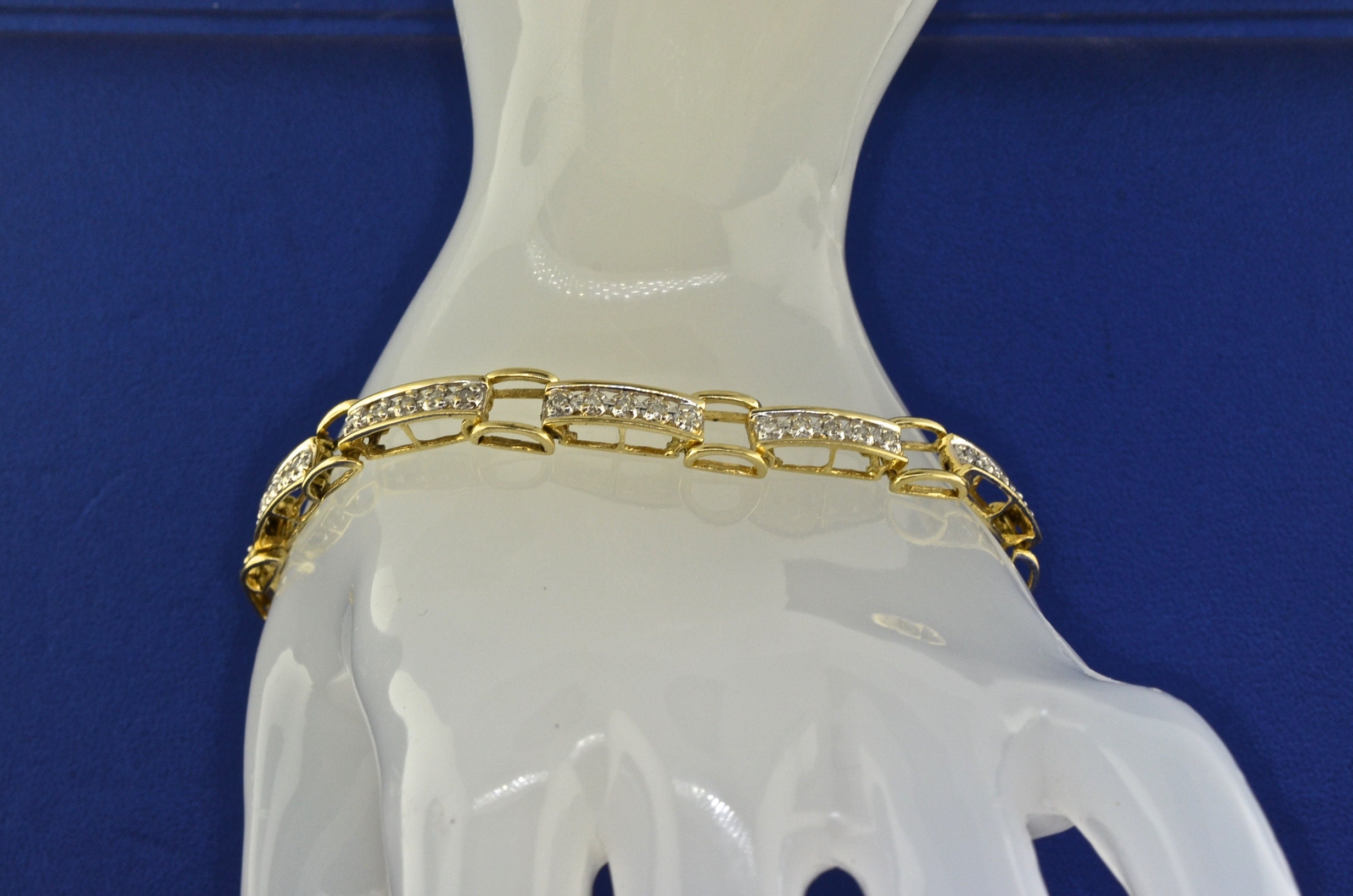 14k Yellow Gold and Diamond Bracelet Etsy