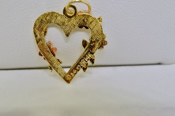 14K Yellow Gold Tri-Tone accented Heart Charm - image 3