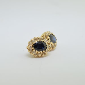 14k Yellow Gold, Diamond And Sapphire Earrings