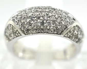 14k White Gold And Pave Diamond Ring. Size 6.5