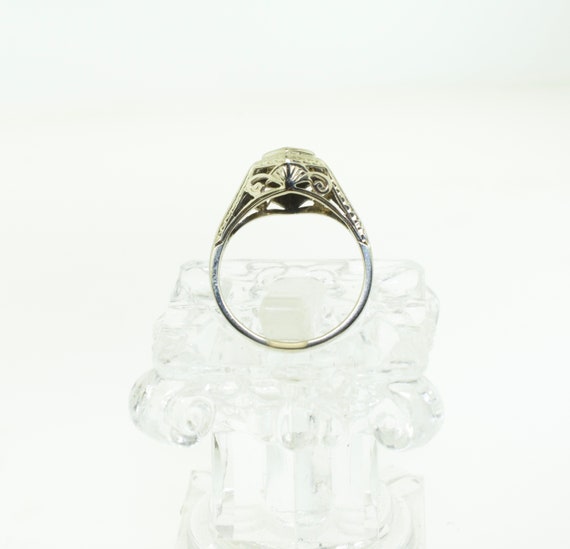 Antique 14K White Gold Ring With Diamond - image 4