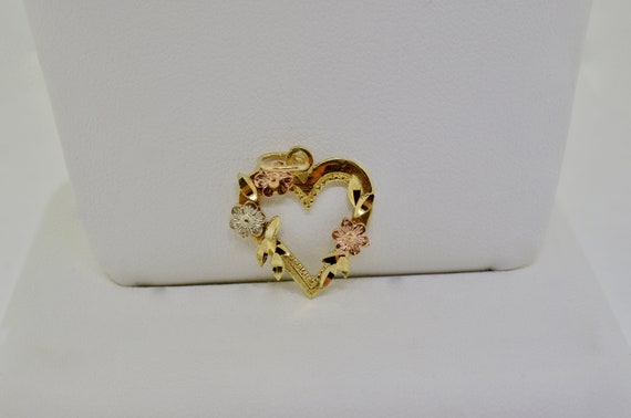14K Yellow Gold Tri-Tone accented Heart Charm - image 1