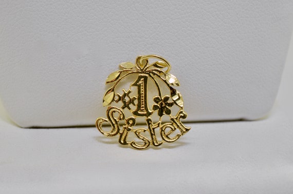 14k Yellow Gold Family "#1 Sister" Charm - image 1