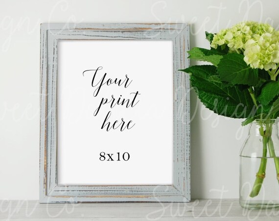 Floral Frame Mockup Distressed Frame Digital Print Stock Photos