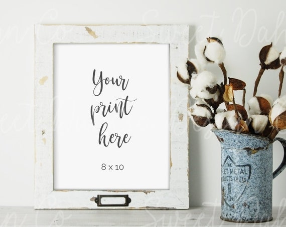 Mockup Frame Cotton Mockup White Frame Digital Print Stock