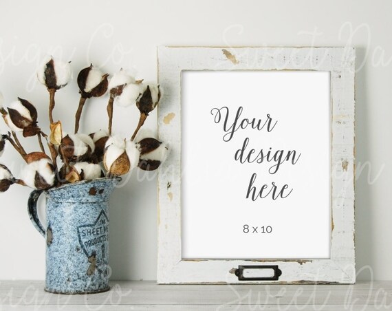 Mockup Frame Farmhouse Mockup White Frame Digital Print Stock