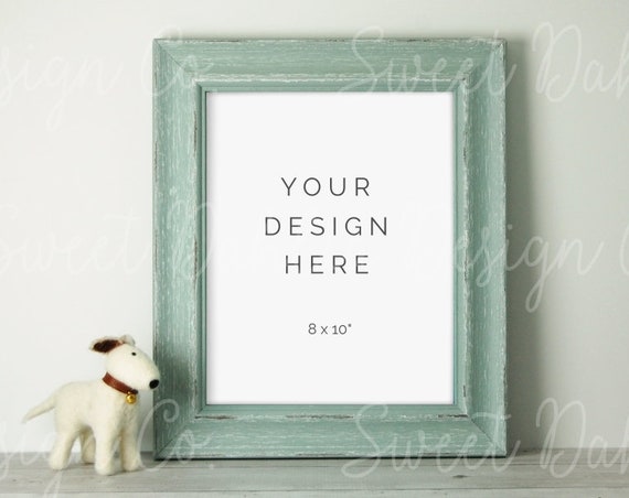 Blue Frame Mockup Nursery Digital Print Stock Photo Wall
