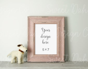 Pink Frame Mockup, Children, Digital Print, Stock Photo, Wall Art Mockup, Product Mockup, Styled Stock, Wood Frame, Nursery Mockup, 5x7