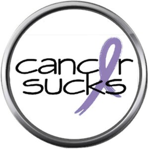 Cancer Sucks Purple Ribbon Survivor Hope For All Cancer Support Cure Awareness 18MM - 20MM Snap Jewelry Charm