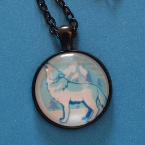 HOWLING WOLF  Cabochon  Pendant - Necklace   Jewelry  Brand New!   nature animal wolves lobo forest werewolf dog canine Earth wild beautiful