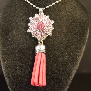Pink Tassel NOOSA  PENDANT - NECKLACE  Fashion Jewelry    Brand New!  drill button fit chunk bit accessory  charm Stocking Stuffer Christmas