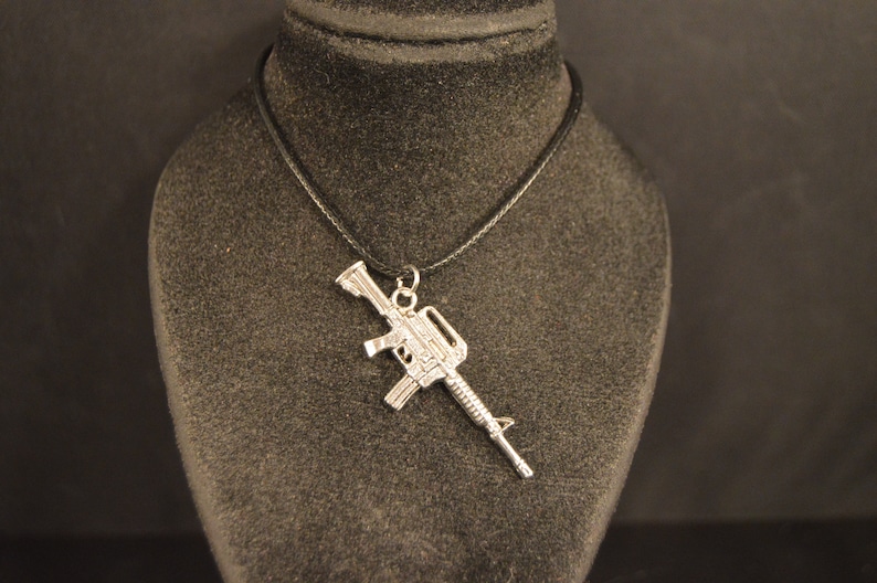 AK-47 AUTOMATIC RIFLE Pendant Charm Necklace Silver tone Fashion Jewelry Brand New assault gun weapon defense hunting shooting