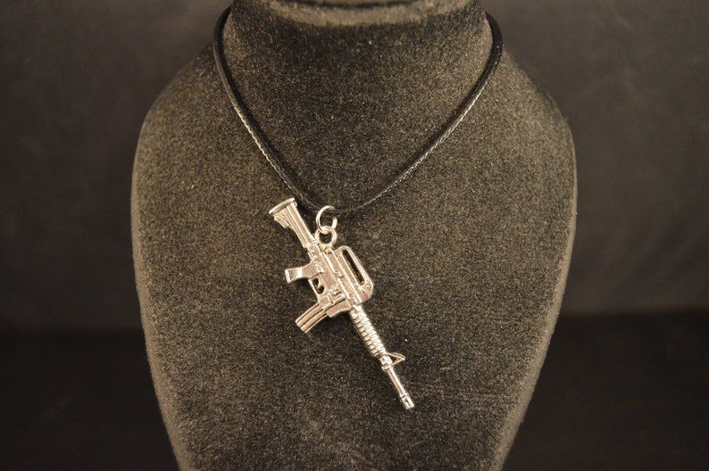 AK-47 AUTOMATIC RIFLE Pendant Charm Necklace Silver tone Fashion Jewelry Brand New assault gun weapon defense hunting shooting