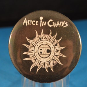 ALICE in CHAINS AIC black Button pin pinback badge punk Large 2 1/4&quot; Brand New rock &#39;n roll  music band grunge Layne Staley Cantrell Seattle