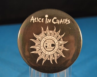 ALICE in CHAINS AIC black Button pin pinback badge punk Large 2 1/4&quot; Brand New rock &#39;n roll  music band grunge Layne Staley Cantrell Seattle
