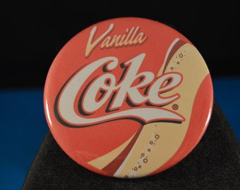 VANILLA COKE Retired (Dead) SODAS  Button pin pinback punk badge  beverage 1960'S sugar liquid drink pop Wink Veep Surge Fresca Mello Yello