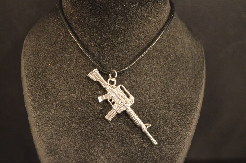 AK-47 AUTOMATIC RIFLE Pendant Charm Necklace Silver tone Fashion Jewelry Brand New assault gun weapon defense hunting shooting