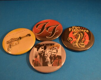 Lot of 5 FOO FIGHTERS BUTTONS 'A' pins pinbacks badges punk Large 2 1/4" Brand New rock 'n roll music band grunge Seattle Dave Grohl Nirvana
