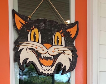 Halloween Cat Hanger vintage style handcrafted