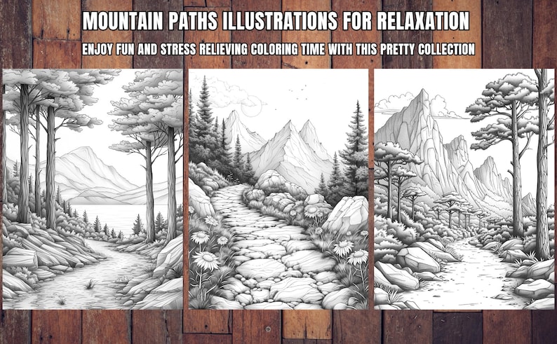 Pathfor Coloring 15 Mountain Paths Coloring Book Pages, Nature Forests Printable PDF ...