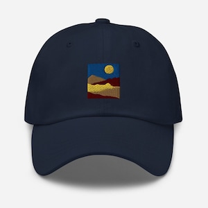 Mountain Sunset Embroidered Dad Hat | Outdoors Baseball Cap | Low Profile Hiking Hat