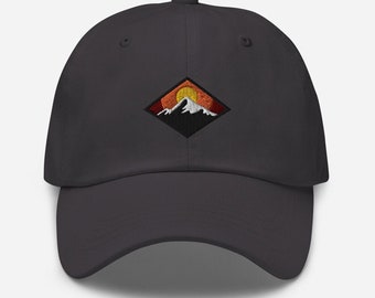 Mountain Sunset Dad Hat | Embroidered Diamond | Snow Peak Outdoors Hat | Camping Hiking Hat