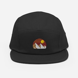 Sunset Five Panel Hat | Outdoors Mountain Camp Hat | Hiking Camping 5 Panel Cap