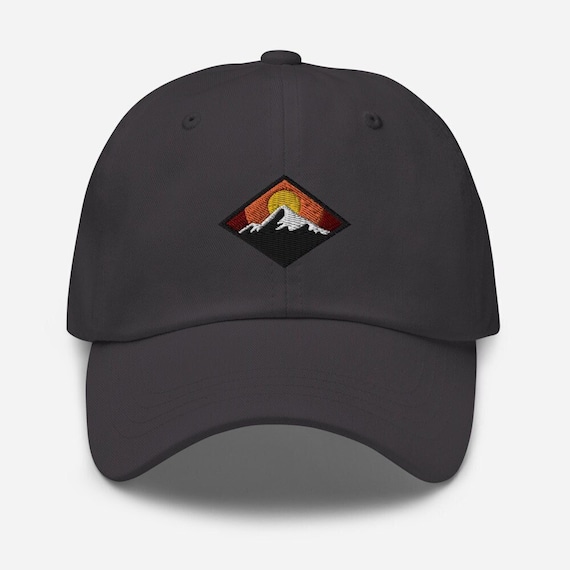 Mountain Sunset Dad Hat | Embroidered Diamond | Snow Peak Outdoors Hat | Camping Hiking Hat
