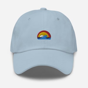 Rainbow Sunset Beach Dad Hat | Sunset Baseball Cap | Ocean Surf Laid Back Vibe Hat