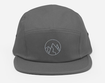 Mountain Five Panel Hat | Outdoors Camp Hat | Simple and Clean - Minimalist Peak 5 Panel Cap
