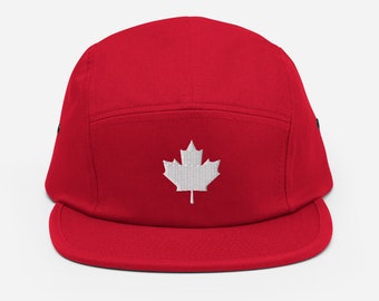 Canada Maple Leaf Five Panel Hat | Canadian 5 Panel Cap | Canada Day Camp Hat | Embroidered