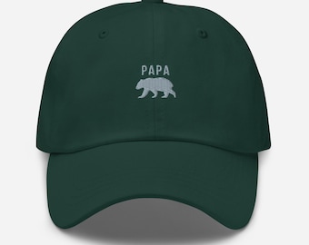 Papa Bear Dad Cap | Embroidered California Bear Hat for Men | Minimalistic Outdoor Father Baseball Hat
